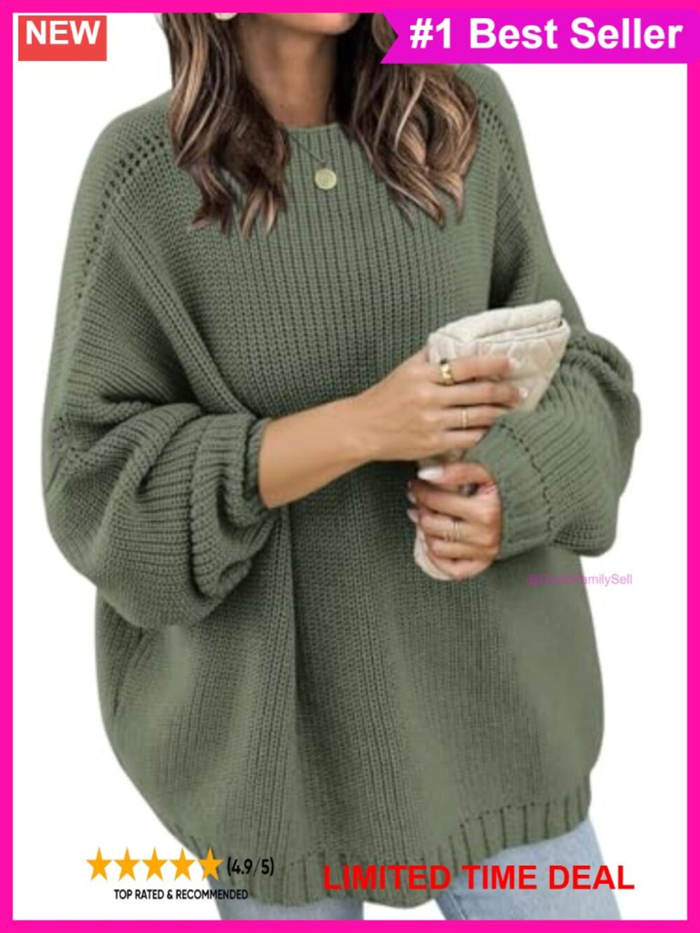 Wkior Women's Chunky Mock Neck Oversized Pullover Sweater